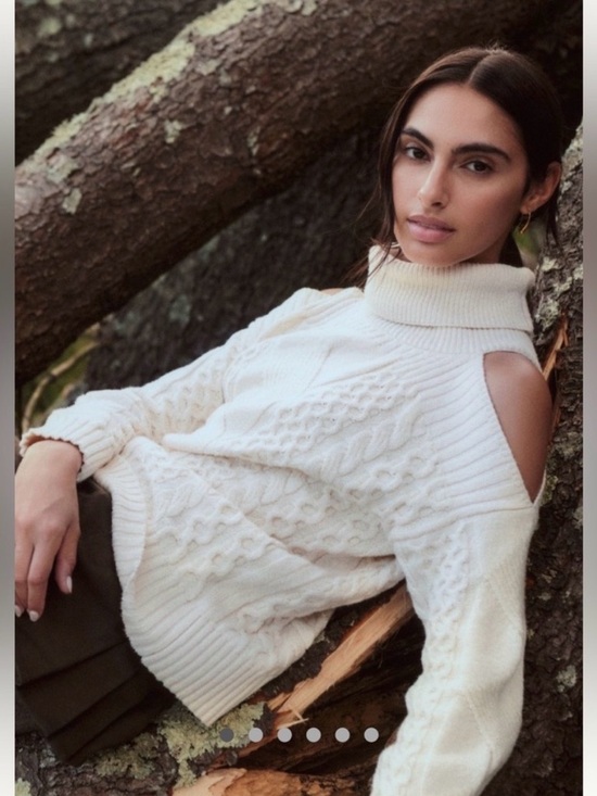Anthropologie Sweaters - Anthropologie Cream Cable-Knit Cold-Shoulder Turtleneck Sweater, XS Coastal Boho